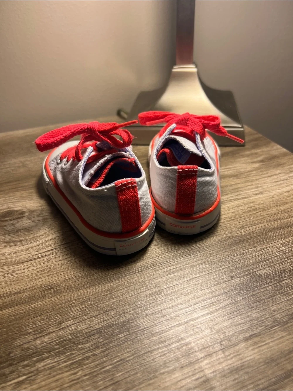 Converse Kids White Canvas Sneakers with Red Accents